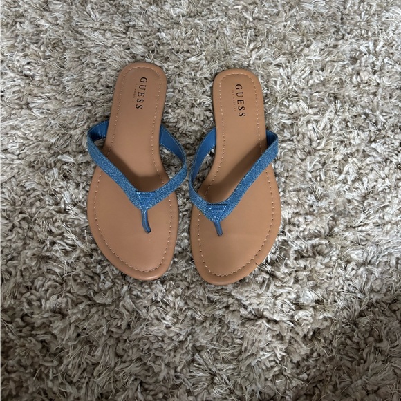 Guess Women's Sandals with Blue Straps and Tan Soles - Picture 1 of 5